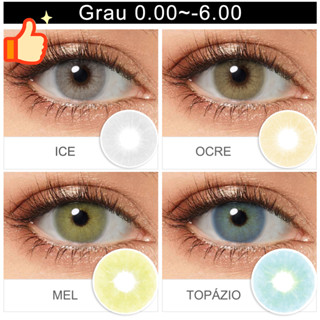 Lentes De Contato Coloridas Com Grau Lentes Natural Sem Borda Ocre/Mel Produzido da Coreia 1Par em Oferta na Shopee