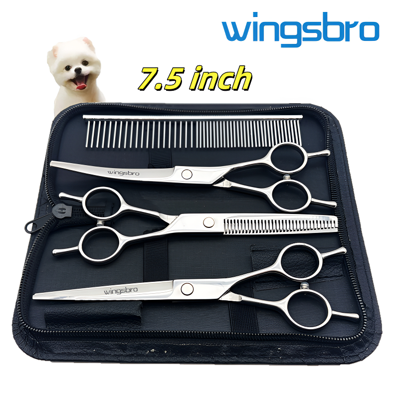 7.5 Polegada Pet Grooming Tesoura Set , Japão Aço Inoxidável Duplo Cauda Flat/Dente/Curving tesoura pet tosa