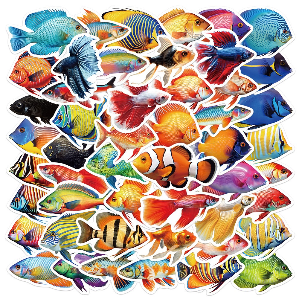 50 Unid . Peixes Tropicais Coloridos Adesivos De PVC À Prova D'água em Oferta na Shopee