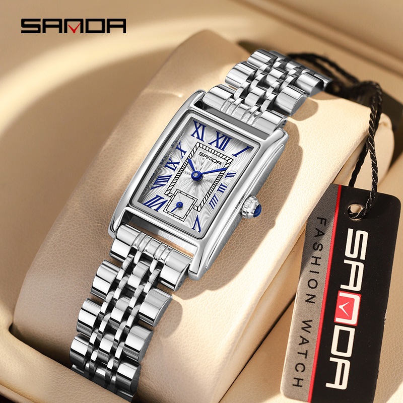 SANDA 1116 Relógio Feminino De Quartzo Elegante Casual Simples Quadrado Escala Romana