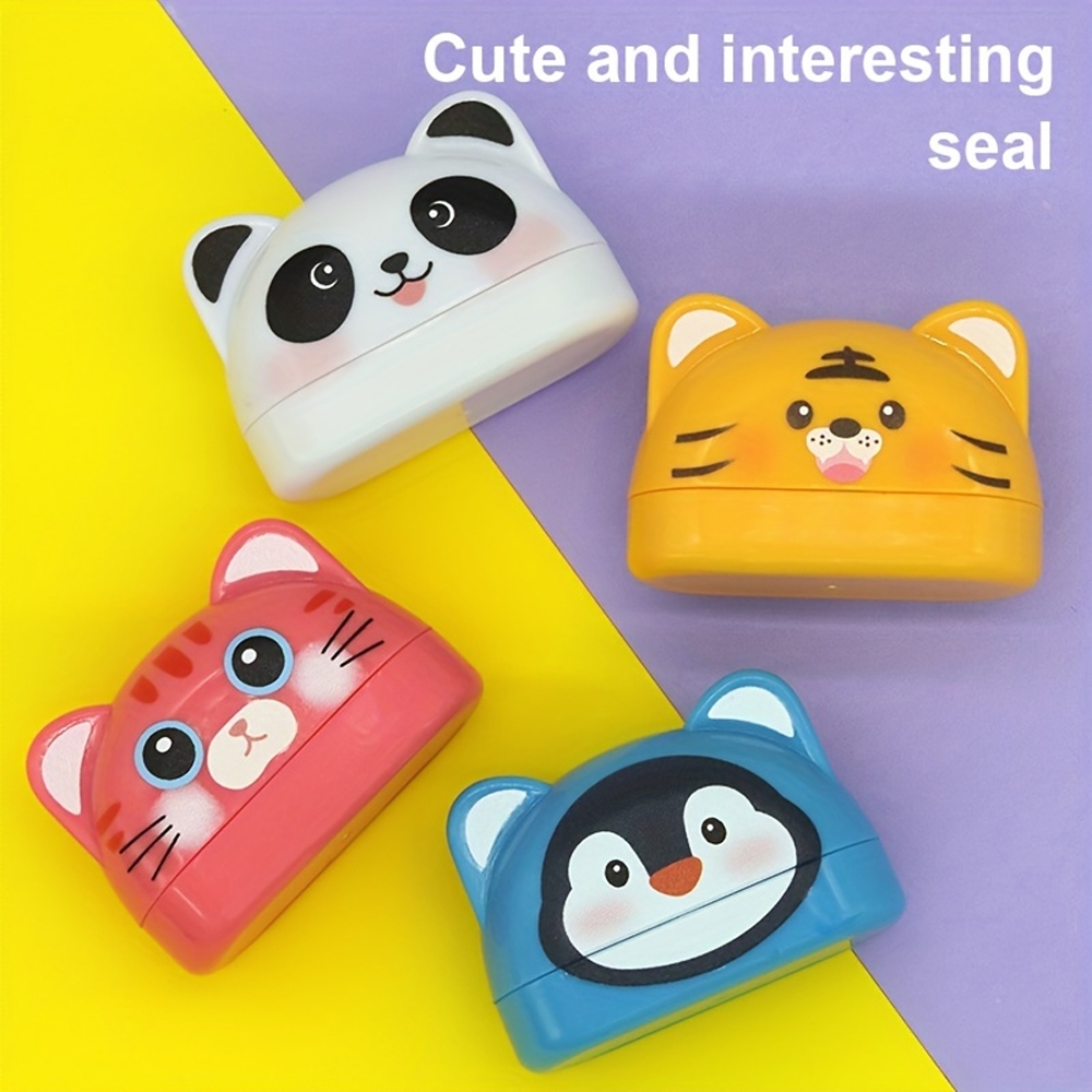 Selos De Nome Personalizados De pandas , Tigres , Pinguins E Gatos Em Formato De Desenho Animado Podem Ser Impressos Uni