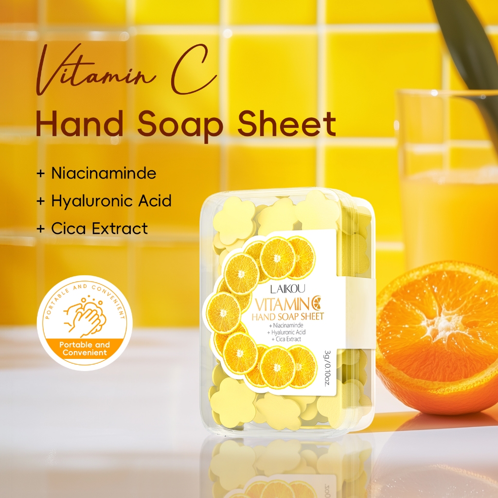 LAIKOU Vitamina C Sabão Para As Mãos Limpeza Suave Hidratante Portátil 3g - Beauty