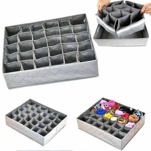 Organizador Dobrável 24 Compartimentos para Roupas Íntimas Meias Cuecas Calcinhas Lingerie Armários Gavetas em Oferta na Shopee