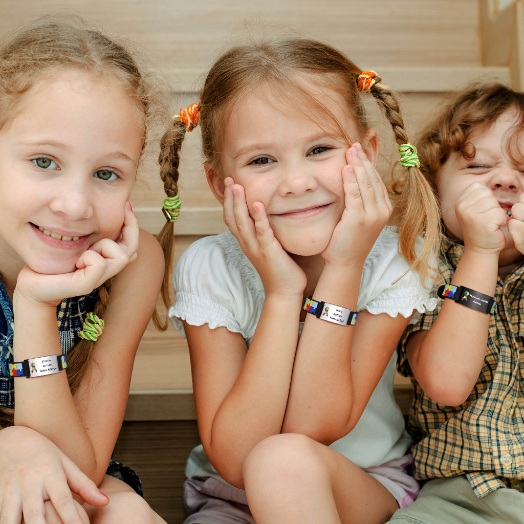 Pulseira De Identificação De Alerta Médico De Autismo Personalizado Vnox , Relógio Infantil Com Gravação Personalizada A