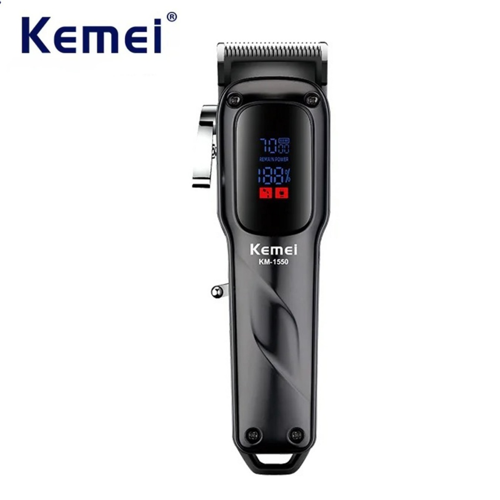 Kemei KM-1550 Máquina De Cortar Cabelo Profissional Para Homens Display LED Baixo Ruído Sem Fio Interface USB Corte Apar