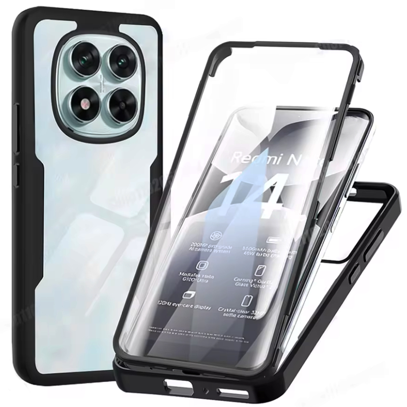 Tampa protetora transparente de 360 graus absorvente de choque Para Redmi Note 15 Pro+ Note 14 Pro Note 13 Pro 14C