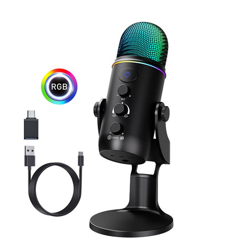 Microfone Condensador Estúdio De Gravação USB Para PC Computador Streaming Vídeo Jogos Podcasting Cantando Suporte