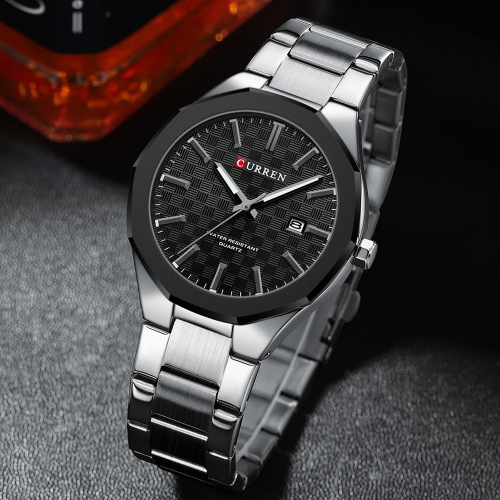 Relógio Masculino Original CURREN Nova Moda Simples Negócios Aço Inoxidável Calendário Luminoso Quartzo Analógico À Prov
