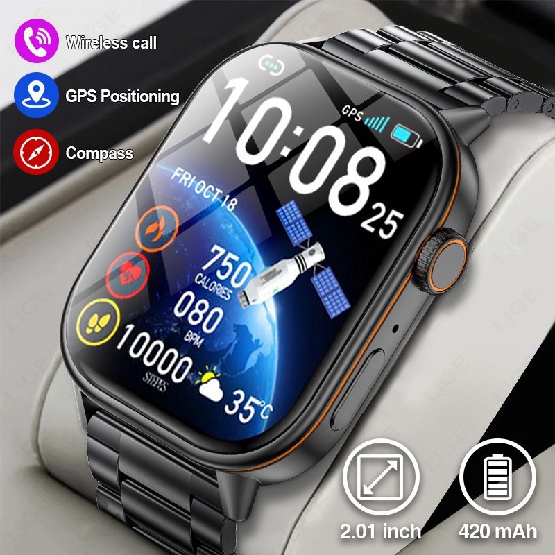 LIGE GPS Trajetória Esporte Relógio Inteligente Original Masculino HD Bluetooth Chamada Unisex Pulseira Bússola Fitness em Oferta na Shopee