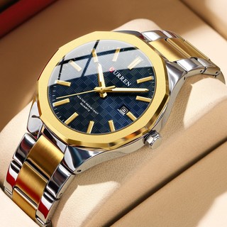 CURREN Relógio Masculino Original Nova Moda Aço Inoxidável Mãos Luminosas Calendário Dial Quartzo Analógico À Prova D
