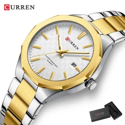 Relógios Masculinos CURREN Marca Original Genuíno Novo Vintage Simples Negócios Aço Inoxidável Ponteiros Luminosos Calen