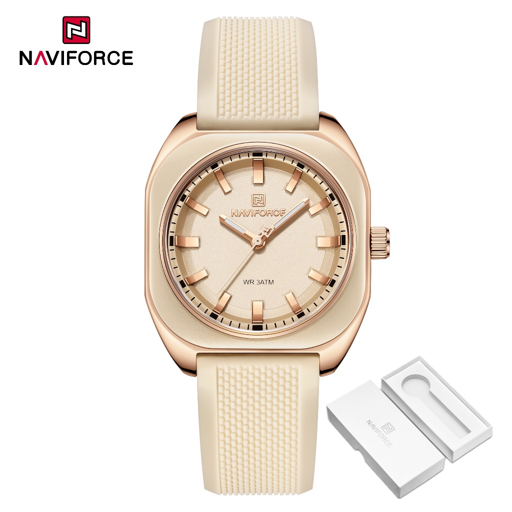NAVIFORCE 5061 Relógio De Quartzo Feminino Luminoso À Prova D'água Para Esportes Ao Ar Livre Em Cor Macaroon