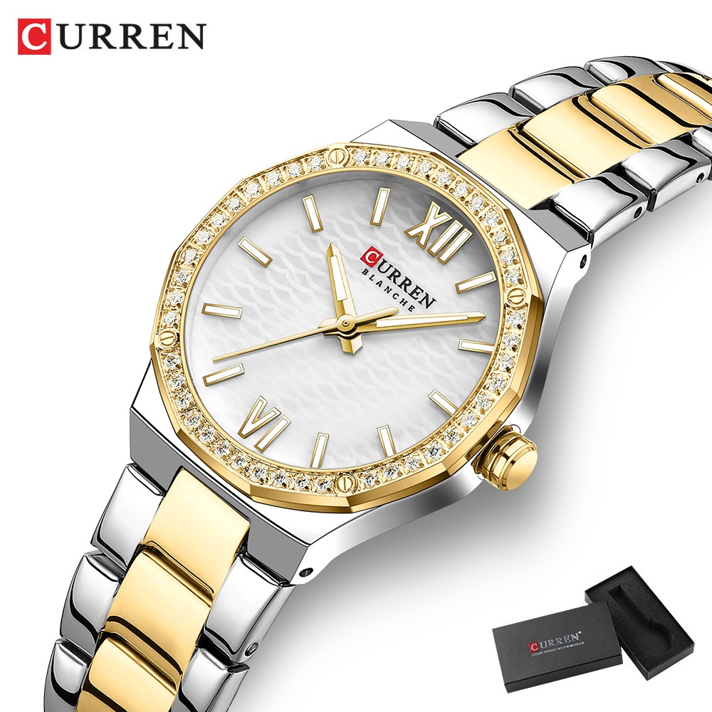 Original CURREN Relógio Feminino Marca De Luxo Genuíno Aço Inoxidável À Prova D'água Luminoso Pequeno Mostrador Moda Cem em Oferta na Shopee