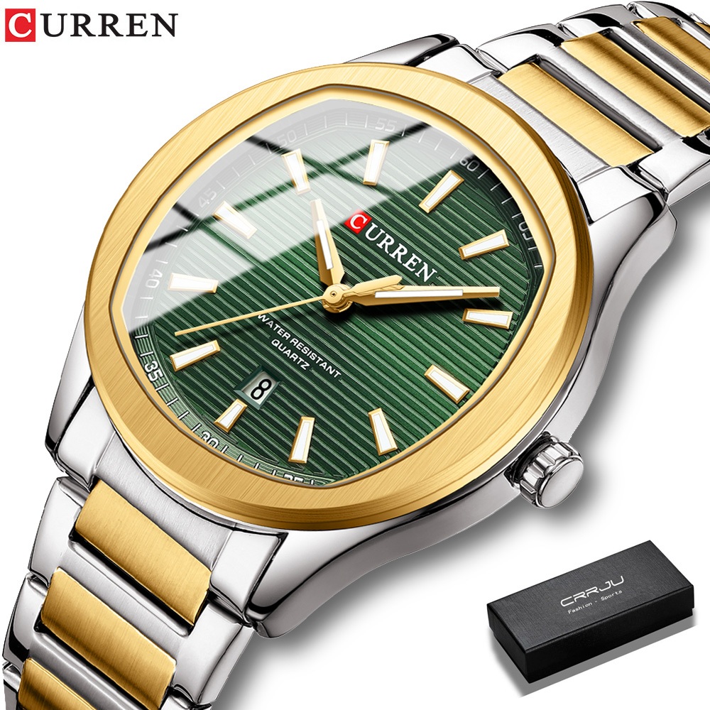 Relógio Masculino CURREN Marca Original Moda Negócios Aço Inoxidável Ponteiros Luminosos Casual Quartzo À Prova Dwaterpr