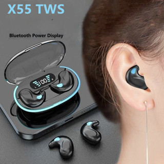 X55 Fones De Ouvido Para Dormir Mini Sem Fio Trabalho TWS Bluetooth Estéreo Com Microfone ...