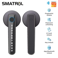SMATRUL Tuya Smart Bluetooth Lock Reconhecimento De Impressão Digital Cartão IC Chave De Senha 5 Opções De Desbloqueio C
