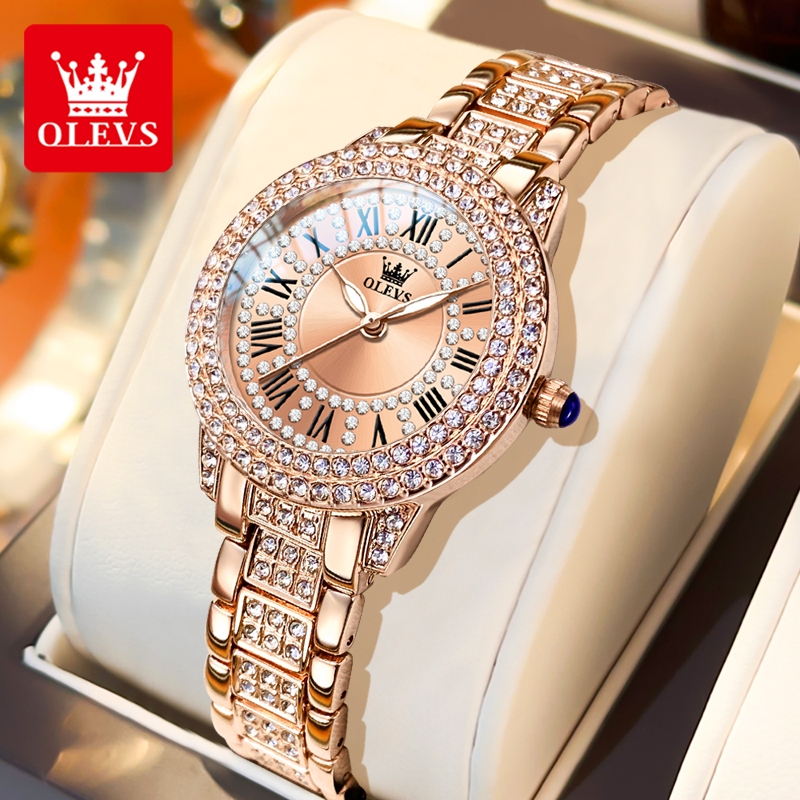 OLEVS Relógio Feminino A Prova D água  Dourado Rose De Aço Inoxidável Com Diamante 9943 - Watches