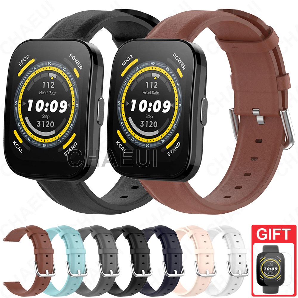 Pulseira De Couro Acessórios Para Amazfit Bip Max 6 5 Unity 3 U Pro S / GTS 4 Mini 3 2 / GTR Mini