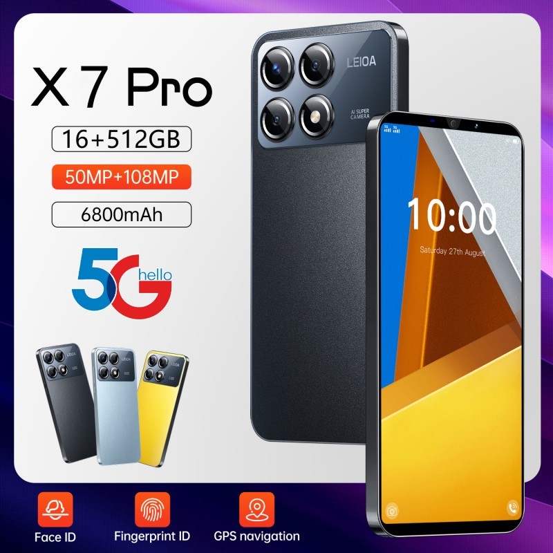 Celular X7Pro 5.5 Polegadas 16 + 512GB Android 5G Smartphone