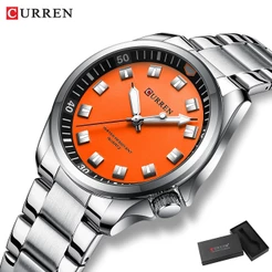 Relógio Masculino CURREN Marca Original Calendário Luminoso Moda Simples Quartzo Aço Inoxidável À Prova D'água 8451 S