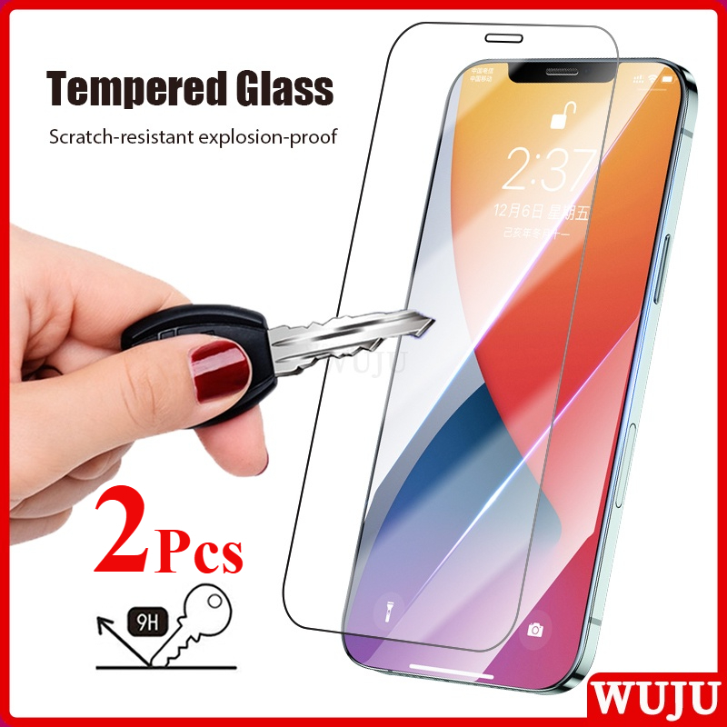 WUJU 2peças 9H Ultra Claro Vidro Temperado Película Pelicula Para iPhone 17 11 12 13 14 15 16 Pro Max XS Max XR Plus Air