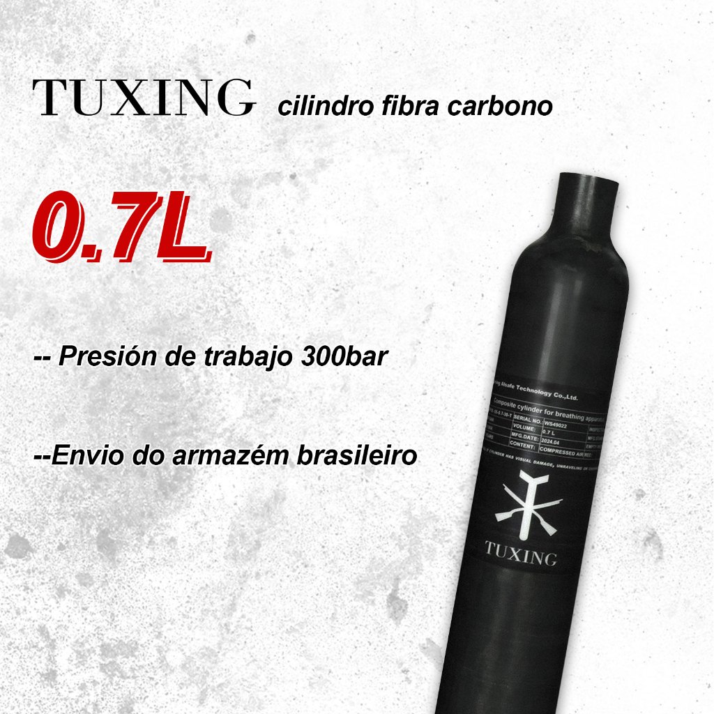 TUXING 300Bar 0,7L 700cc Cilindro de Fibra de Carbono Tanque PCP Mergulho de Alta Pressão M18*1.5 em Oferta na Shopee