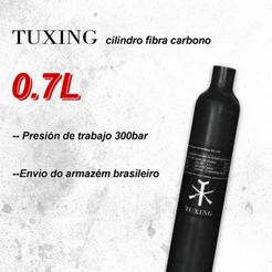 TUXING 300Bar 0,7L 700cc Cilindro de Fibra de Carbono Tanque PCP Mergulho de Alta Pressão M18*1.5