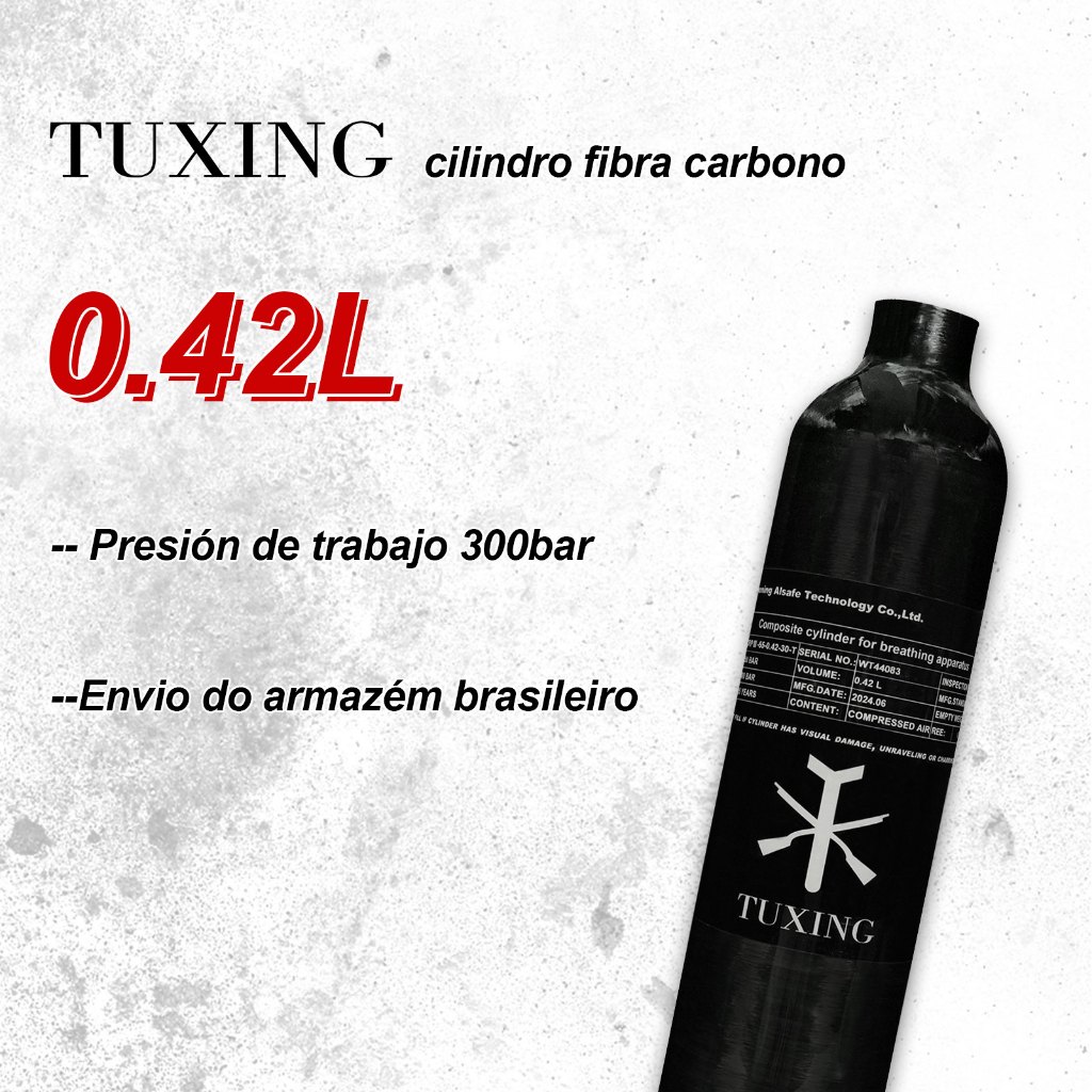 TUXING 4500Psi 300Bar 0.42L 420CC PCP Cilindro de fibra de carbono Tanque de alta pressão M18*1.5 em Oferta na Shopee
