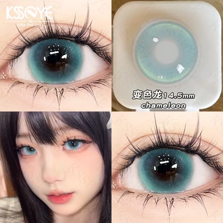 2 Peças Lentes De Contato Lente Camaleão Azul 14.5mm KSSEYE Uso Em 1 Dia WT : 55 % Macio E Confortáv