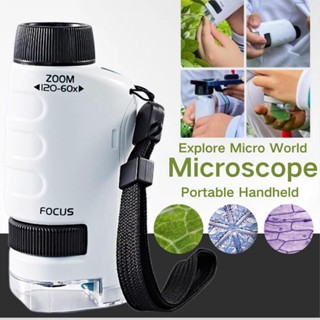 Microscópio De Mão Portátil Com Zoom 60X-180X Para Plantas Infantis em Oferta na Shopee