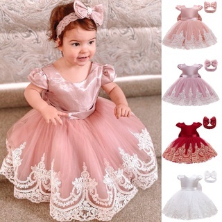 Crianças Bordado Arco Luxo Primeiro Aniversário Vestido De Festa Infantil Bebê Menina Princesa em Oferta na Shopee