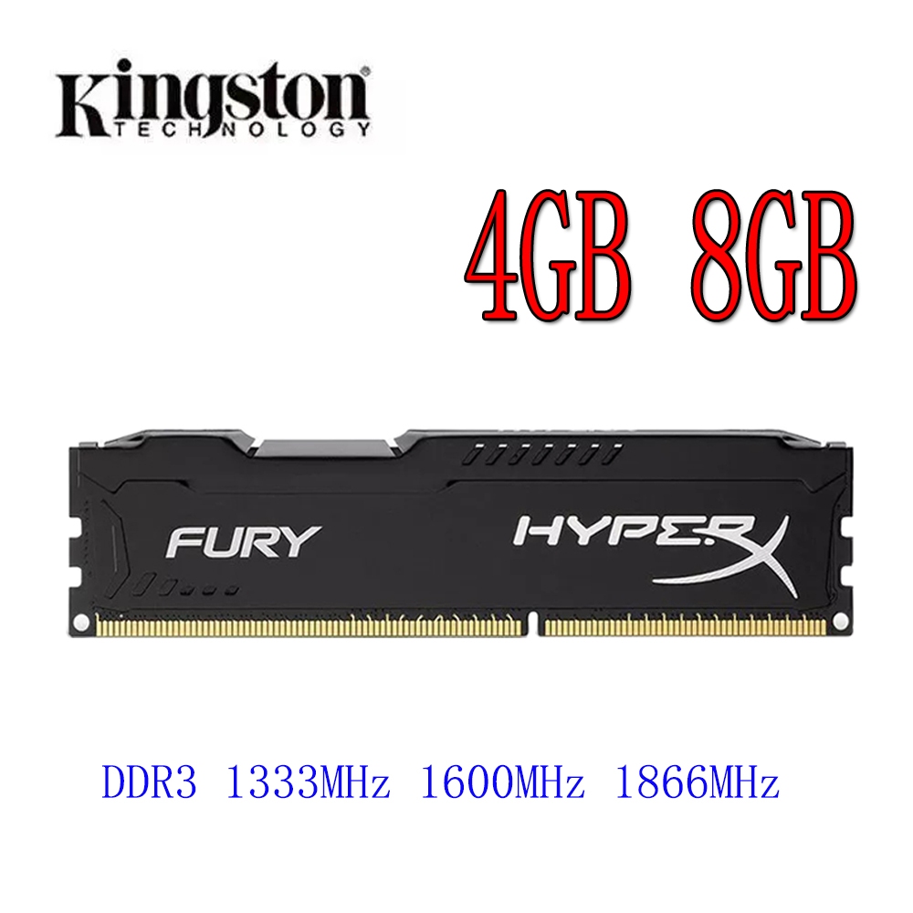 Kingston HyperX Fury DDR3 PC RAM 4GB 8GB DDR3 1333/1600/1866MHz Memória DIMM Computador Preto