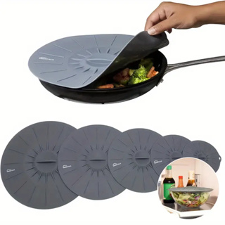 kit 5 peças Tampa de Silicone Resistentes ao Calor P/Micro-ondas panela CINZA Tampas de Sucção Reutilizáveis Tigelas em Oferta na Shopee