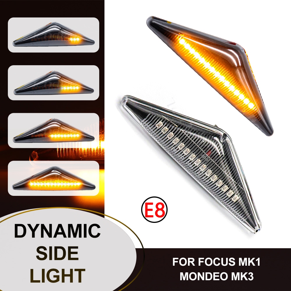 2 Pçs LED Dinâmico Sinal De Volta Luzes Laterais Lâmpada Para Ford Focus MK11998-2004 Europa Modelo Mondeo MK3 2000-2007