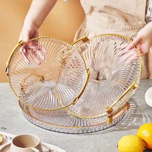 Bandeja Organizadora Decorativa Multiuso Para Servir Nórdica Com Alça e Detalhe em Dourado Decoração de Mesa