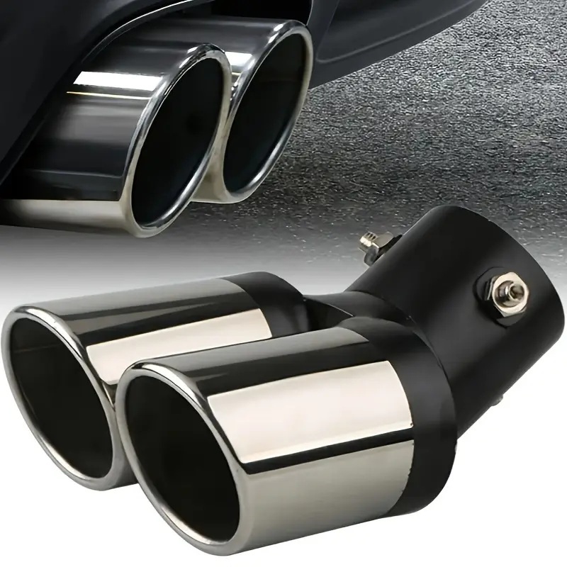 Universal   Saída Dupla Ponta de Escape Aço Inoxidável Auto Silenciador do Carro