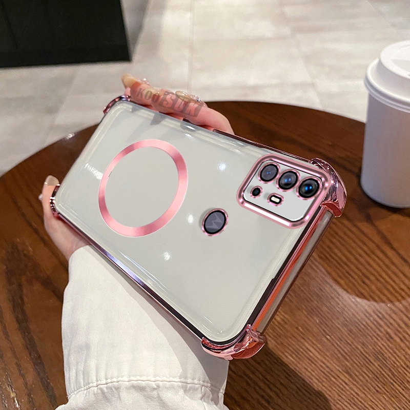 Invólucro Para Motorola Moto G30 G20 G10 Power Anel De Metal Magnético Macio Claro Chapeamento Caso Do Telefone Capa À P em Oferta na Shopee