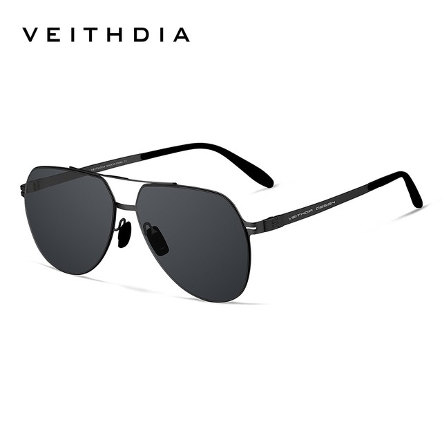 Óculos De Sol Polarizados Estilo Aviador Masculino VEITHDIA Com Armação De Aço Inoxidável Lentes De Nylon De Alta V8215
