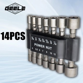 14 PCS Jogo Soquetes Canhão Sextavado Parafusadeira Strong Sleeve Sleeve em Oferta na Shopee