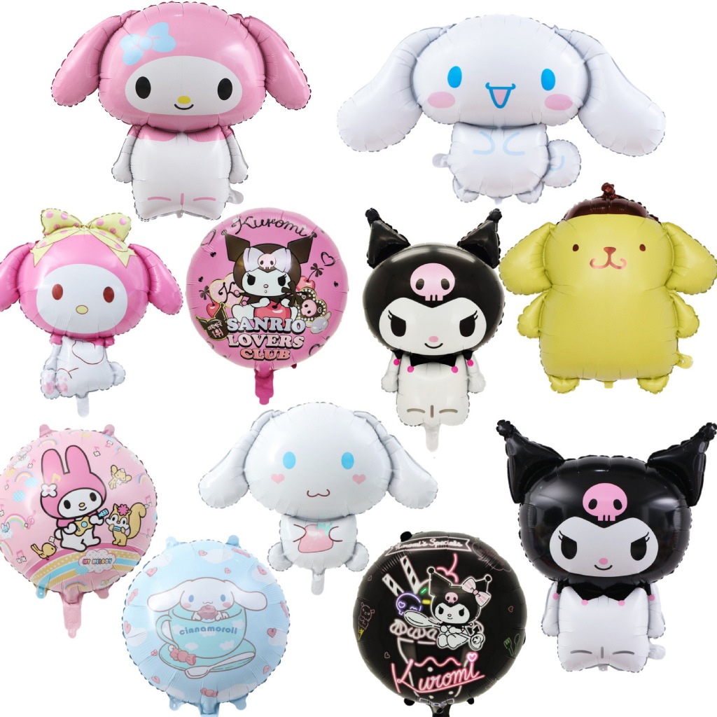 Novo estilo balão de filme de alumínio Sanrio tema balão canela cão Kuromi melodia pudim cão dos desenhos animados decor