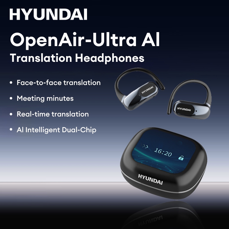 Hyundai OpenAir-Ultra AI Traduzido Bluetooth Fone De Ouvido display LCD Cancelamento De Ruído ENC em Oferta na Shopee