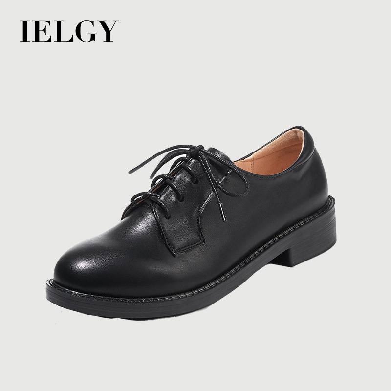 IELGY Mori Sapatos De Couro Preto Casual De Sola Macia Para Mulheres