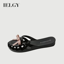 Sapatos Femininos Sandálias De Salto Plano Plástico Geléia Chinelos De Praia
