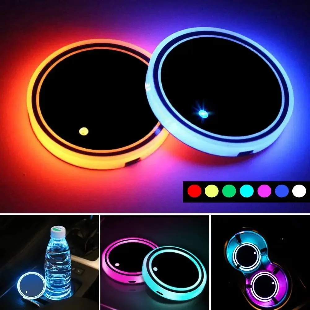 1PC Universal LED Suporte De Copo Do Carro Luz Porta-Copos Garrafa Atmosfera Esteiras 7 Cores Almofada Acessórios Interi em Oferta na Shopee