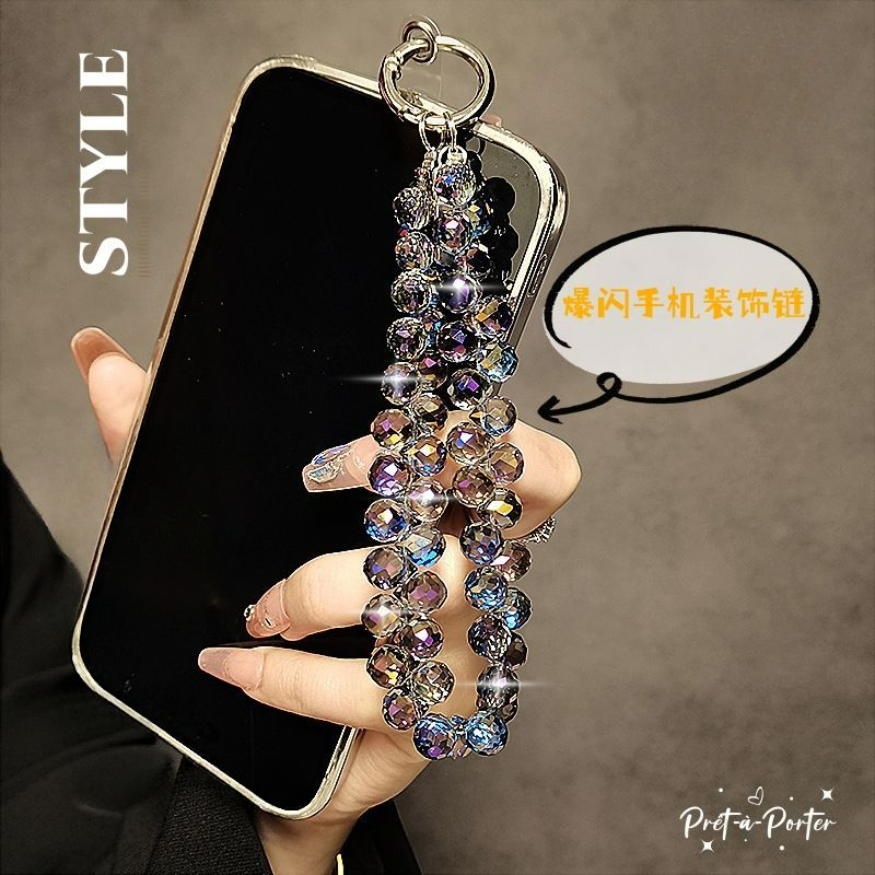 Luxuoso Cordão De Celular Curto Gota De Água Cristal Para Pendurar Corrente Com Contas Pulso Portátil Antiperda Pingente