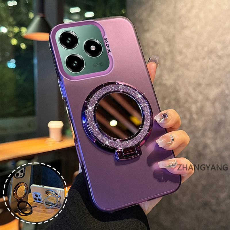 Capa Para Realme C63 4G C61 Silicone Fosco TPU De Telefone Estética Espelho Função Suporte Novo design anti Queda Caso M em Oferta na Shopee