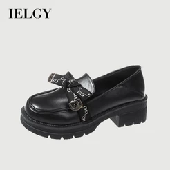 Mocassins Femininos Com Sola Grossa Estilo Britânico IELGY