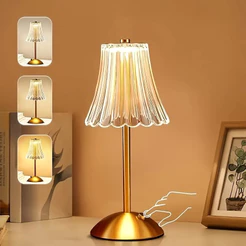 Luminária Abajur de Mesa com Barra de LED para Iluminação Interna, Sensor de Toque, Sem Fio e Três