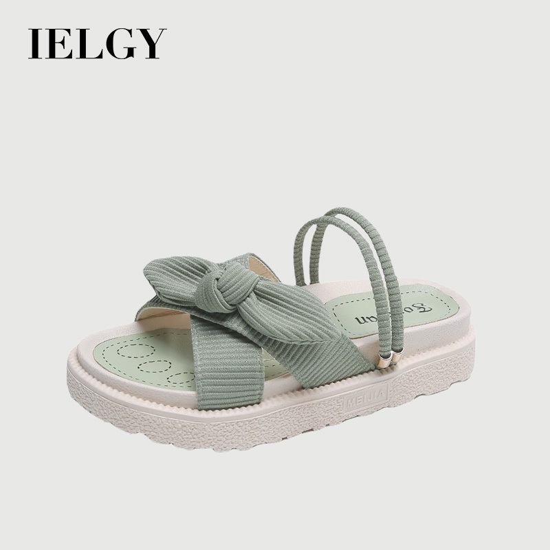 IELGY Sandália Feminina Laço De Enfeite Sola Grossa em Oferta na Shopee