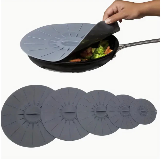 Tampas Panela Silicone Universal Reutilizável Elástica Tampas Silicone KIT 5 Peças
